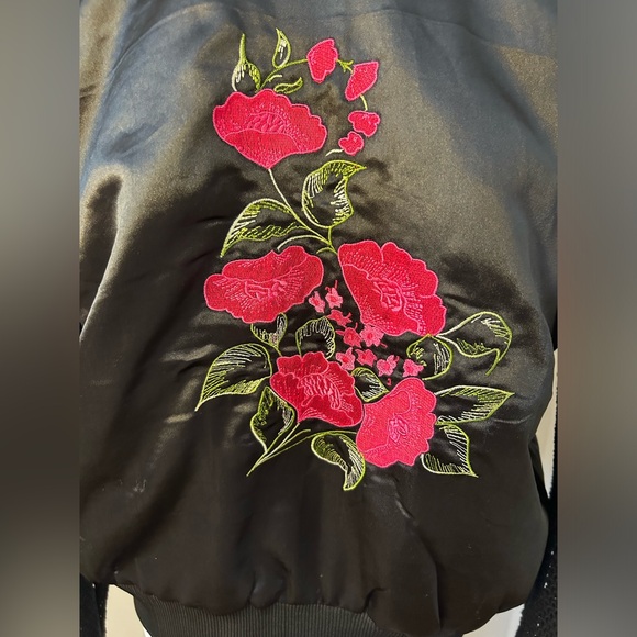 Furst of a Kind satin bomber jacket with net sleeves - Picture 4 of 5
